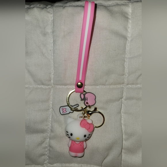 Sanrio Hello Kitty Denim Shoulder Bag w/ Keychain with Strap - Picture 9 of 10